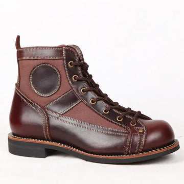 Men's Retro High Top Leather Shoes for Outdoor Casual Wear