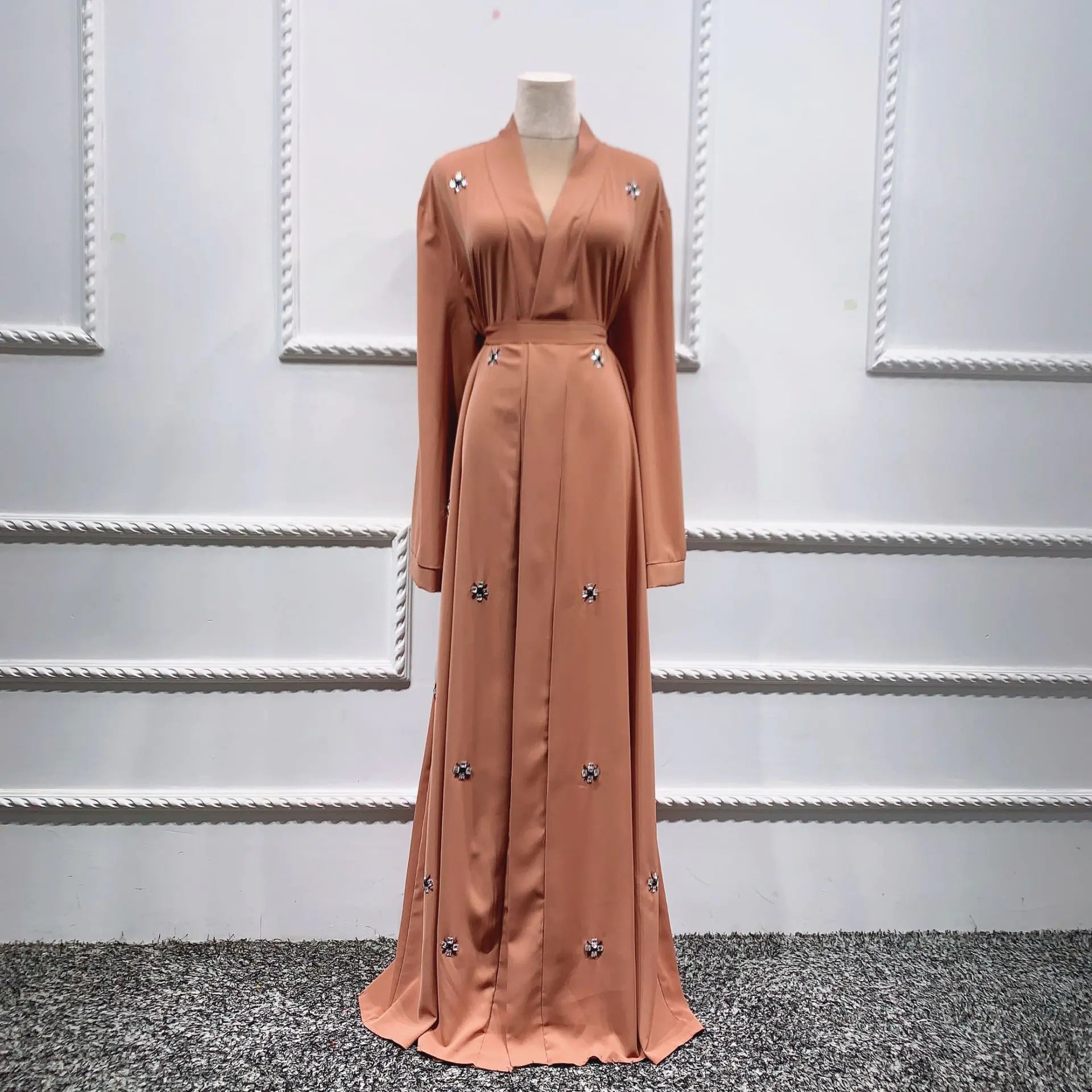 Beaded Islamic Cardigan Robe Dress for Fashionable Wear