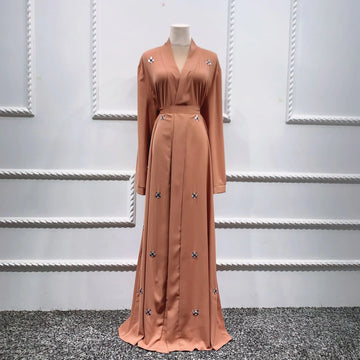 Beaded Islamic Cardigan Robe Dress for Fashionable Wear