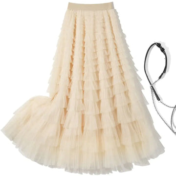 Elastic Waist Layered Cake Skirt